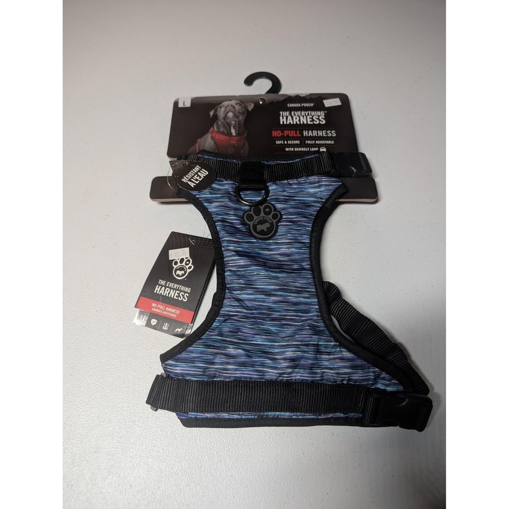 Canada Pooch The Everything No-Pull Dog Harness Large Size L Blue Seatbelt Loop